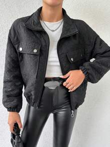 EURMUSE Women'S Drop Shoulder Jacket - Black - View 1