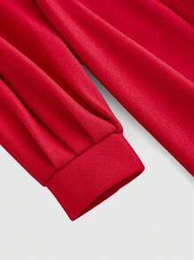 Flirla Áo khoác nữ cỡ lớn có dây buộc eo - Đỏ - Xem 3