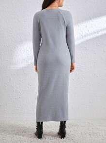 SHEIN Essnce Abito Plus Con Cuciture A Contrasto - Grigio - Visualizzare 2
