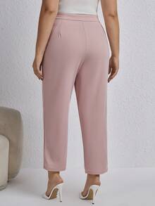 SHEIN Frenchy Plus Size Solid Colored Suit Pants - Dusty Pink - View 2
