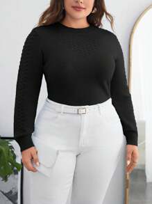 SHEIN Clasi Suéter Ajustado De Talla Grande - Negro - Ver 5