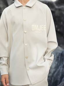 Boys' Loose Standing Collar Shirt & Pants Set, Autumn Collection - Light Grey - View 4