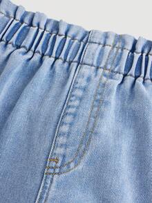 Teenage Girls' Elastic Waist Straight Leg Jeans - Light Wash - View 3