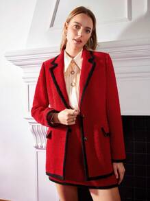 MOTF PREMIUM 羊毛混紡斜紋呢小西裝