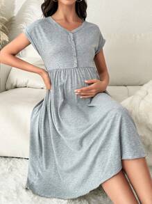 SHEIN Maternity Gray Long Loose Comfortable Home Wear For Mother - Grey - View 6