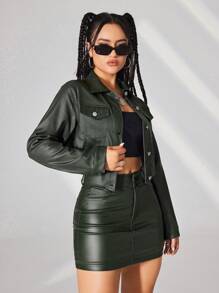 Lunelith SHEIN Lunessa Ladies Fashion Solid Color Asymmetric Hem Cut Short Jacket For Autumn Fall Cloth For Women