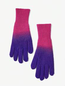 SHEIN ICON 双色渐变时尚保暖手套街头 - 彩色 - 查看 5