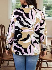 SHEIN Essnce Camisa De Talla Grande Con Estampado Completo - Multicolor - Ver 2