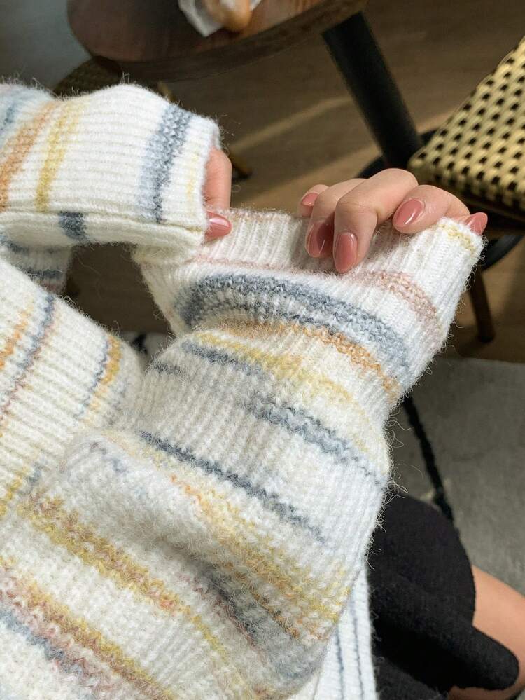 Women's Contrast Crew Neck Sweater,Fall Clothes