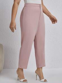 SHEIN Frenchy Plus Size Solid Colored Suit Pants - Dusty Pink - View 4