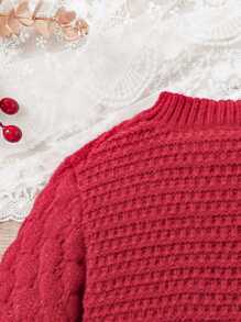 SHEIN 女嬰燈籠袖套頭毛衣 - 紅色 - 查看 6