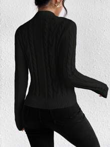 SHEIN Frenchy Áo len dệt kim cổ giả - màu đen - Xem 2