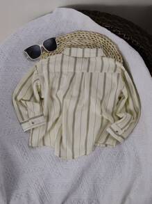 Breathable Loose Fit Striped Baby Boy Shirt, & Lightweight Fabric
