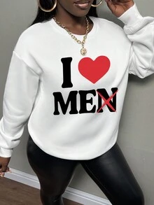 Slaydiva Women's Slogan Printed Sweatshirt - White - View 3