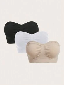 SHEIN Women's Underwear Tube Top Bra Set 3 Pieces - Multicolor - View 2