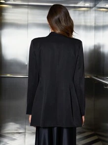 Chiquease Blazer De Cuello Muesca Negra Para Mujeres - Negro - Ver 2