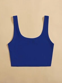 SHEIN Unity Women's Solid Color Cropped Tank Top For Summer - Blue - View 2