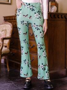 Chiquease Women's Flower Printed Long Pants Fall Cloth For Women - Green - View 3