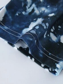 SHEIN LUNE Áo thun in khẩu hiệu Tie Dye Graphic Tee Áo thun in hình phụ nữ - Màu xanh bụi bặm - Xem 5