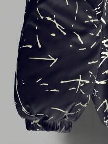 RueChic Men's Padded Coat With Disorderly Lines Print - Khaki - View 4