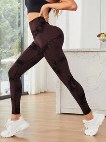 女士無縫綁染運動緊身褲 - 彩色 - 查看 3