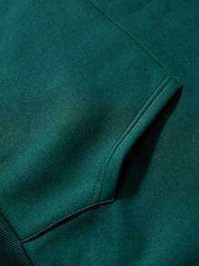 Sudadera Con Capucha Para Hombre Con Estampado De Texto - Verde Oscuro - Ver 3