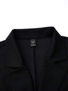 SHEIN Clasi Plus Lapel Neck Double Breasted Belted Dress - Black - View 3