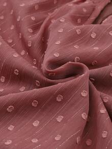 Chấm Swiss tay áo lá sen Viền Ruffle Cà vạt Áo sơ mi Peplum - Đỏ - Xem 7