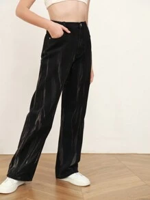 Teen Girls' Sandblasted & Flowers Pattern Black Jeans - Black - View 3