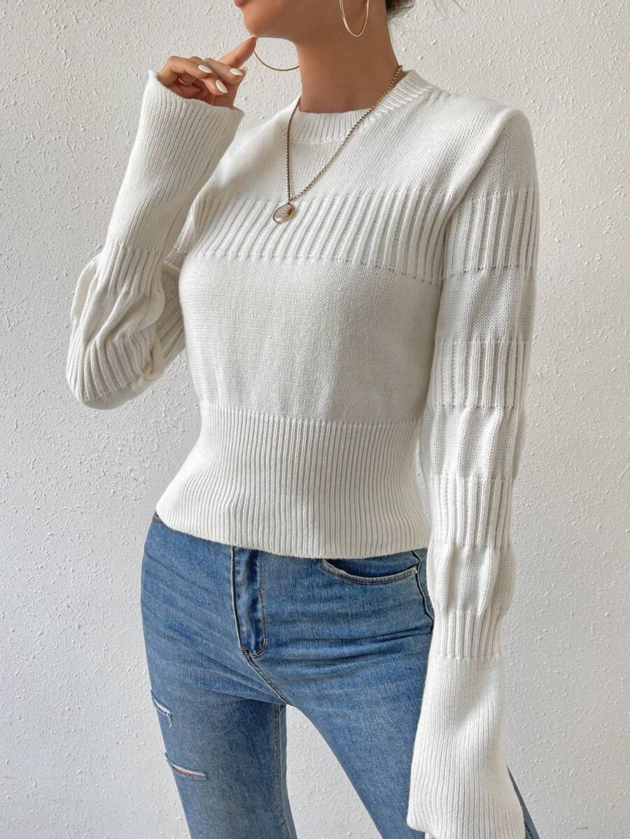 SHEIN LUNE Suéter De Mujer De Un Solo Color - Albaricoque - Ver 1