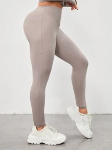 VARSITIE Thể thao Yoga Cơ bản Scrunch Butt Với Legging - Xám - Xem 2