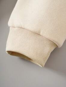 SHEIN EZwear Của phụ nữ Kích thước lớn Hoạt hình Nhân vật & In thư Vòng cổ Thả vai Lông cừu Áo nỉ - Màu be - Xem 5