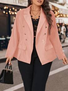 Calvaya Blazer Corto Rosa De Moda Para Mujer - Rosa vieja - Ver 3