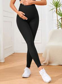 Leggings Sólidos De Cintura Alta De Maternidad