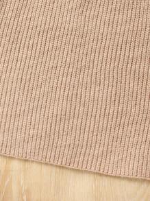 SHEIN Cô gái Tween Cổ giả Chất rắn Sweater & Knit Skirt - Màu be - Xem 6