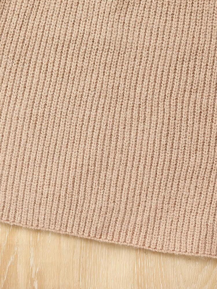 Tween Girl Mock Neck Solid Sweater & Knit Skirt