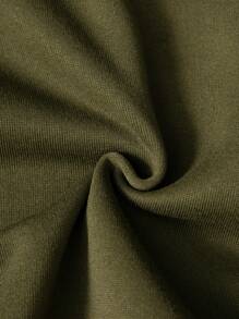 SHEIN EZwear Áo nỉ lót nhiệt in hình bộ xương và khẩu hiệu cỡ lớn - xanh quân đội - Xem 5