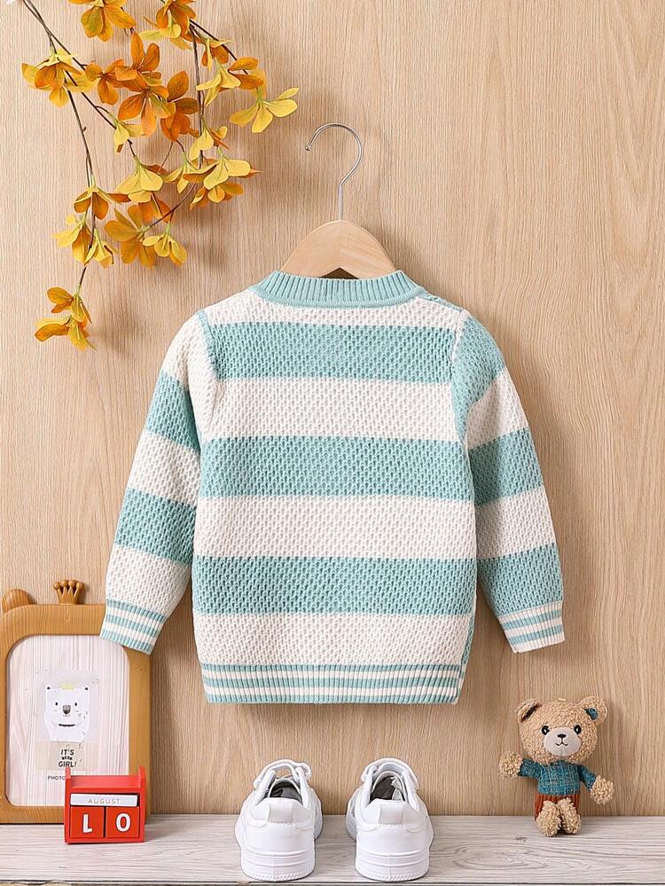 Girls' (little) Striped Single Breasted Knitted Cardigan