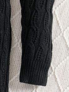 Vestido De Manga Larga De Lana Negro Para Niña, Otoño E Invierno - Negro - Ver 7