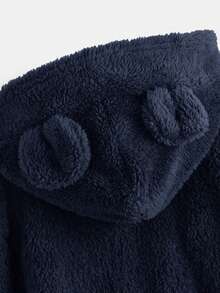 SHEIN 小男童休閒長毛絨熊耳朵連帽衫