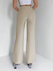 EURMUSE High Waist Wide Leg Suit Pants - Apricot - View 2
