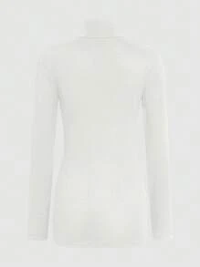 SHEIN Essnce Women's High Neck Split T-shirt - White - View 2