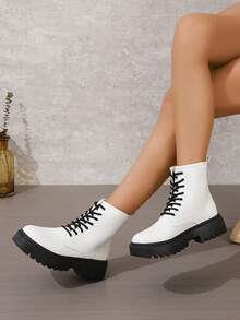 女性時尚踝靴和短靴新品到貨 - 白色 - 查看 5