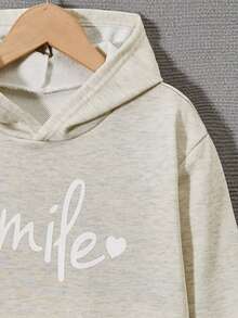 SHEIN 少女字母印花卫衣 - 灰色 - 查看 5