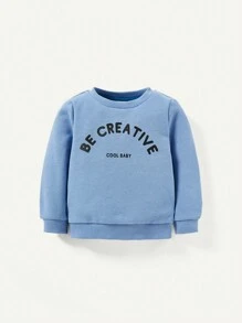 Newborn Baby Boys' Knitted Soft Letter Print Round Neck Sweatshirt Two Piece Set - Multicolor - View 7