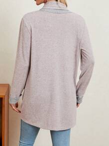 EMERY ROSE 女士色塊常規版型夾克,附口袋和開口式前襟 - 淺灰紫 - 查看 2