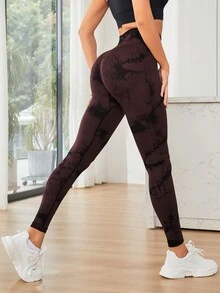 女士無縫綁染運動緊身褲 - 彩色 - 查看 5
