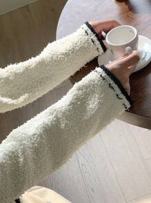 DAZY 女式對比色卷邊雙排扣針織衫 - 米色 - 查看 8