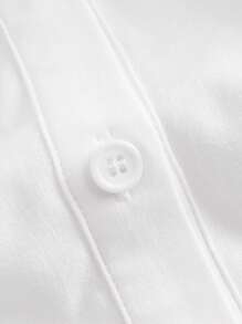 SHEIN Clasi Áo sơ mi nữ thiết kế xếp nếp cao thấp có viền bèo nhún nhiều lớp - trắng - Xem 4