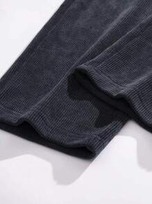 Quần nhung kẻ thêu chữ đa năng thường ngày cho nam - Màu xám đen - Xem 8